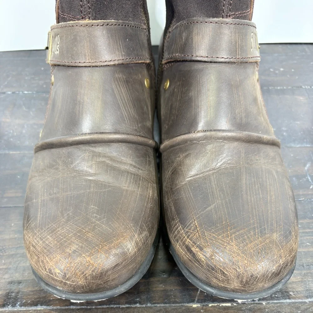 OSSTONE Leather Moto Boots Style OS-5008-1-DA1B1- LIKE NEW  display picture 2